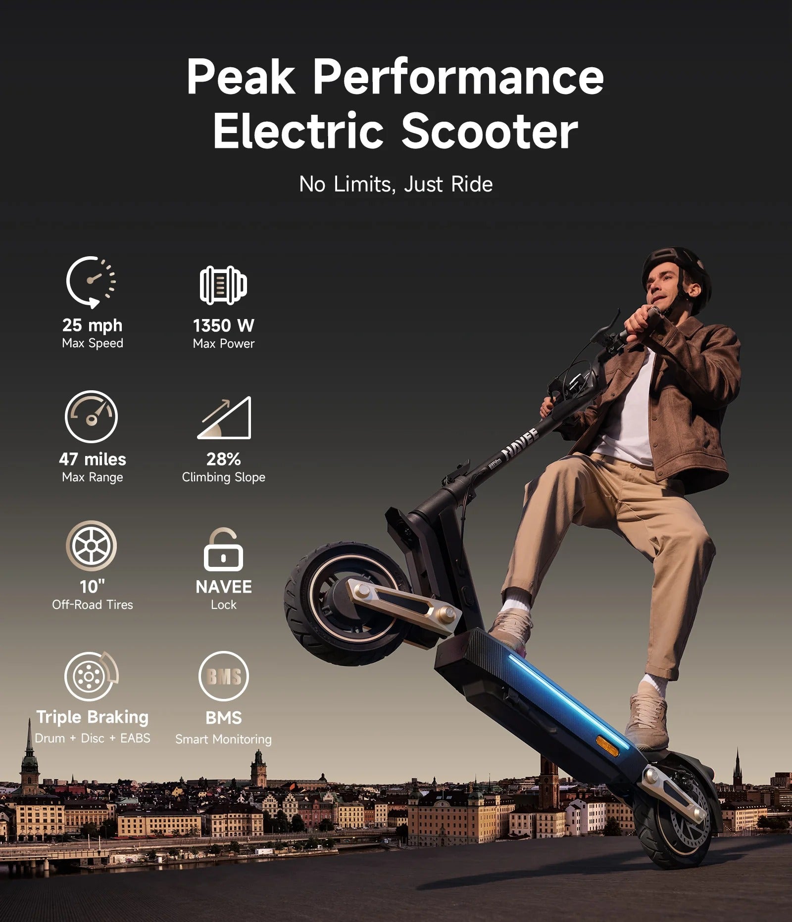 NAVEE ST3 Pro Damping Arm™ Suspension City E-scooter